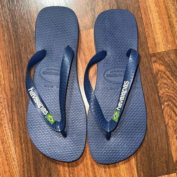 NWOT Havaianas brasil top thong flip flops blue sandal shoe unisex size USA 6 - Picture 1 of 7